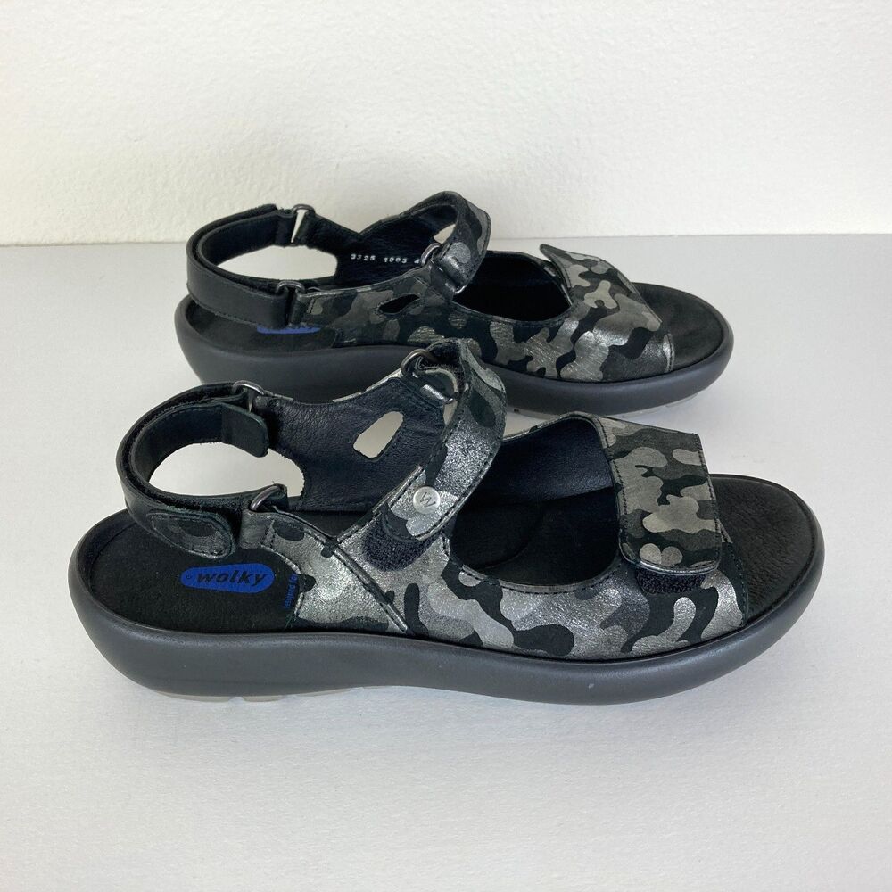 Wolky Women's Rio Platform Sandals Camouflage Black Silver EU 42 (US 11) - Picture 3 of 9